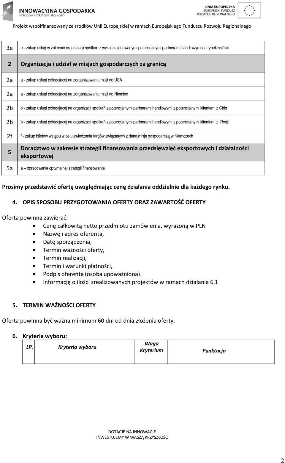 klientami z Chin b - zakup usługi polegającej na organizacji spotkań z potencjalnymi partnerami handlowymi z potencjalnymi klientami z Rosji f - zakup biletów wstępu w celu zwiedzenia targów