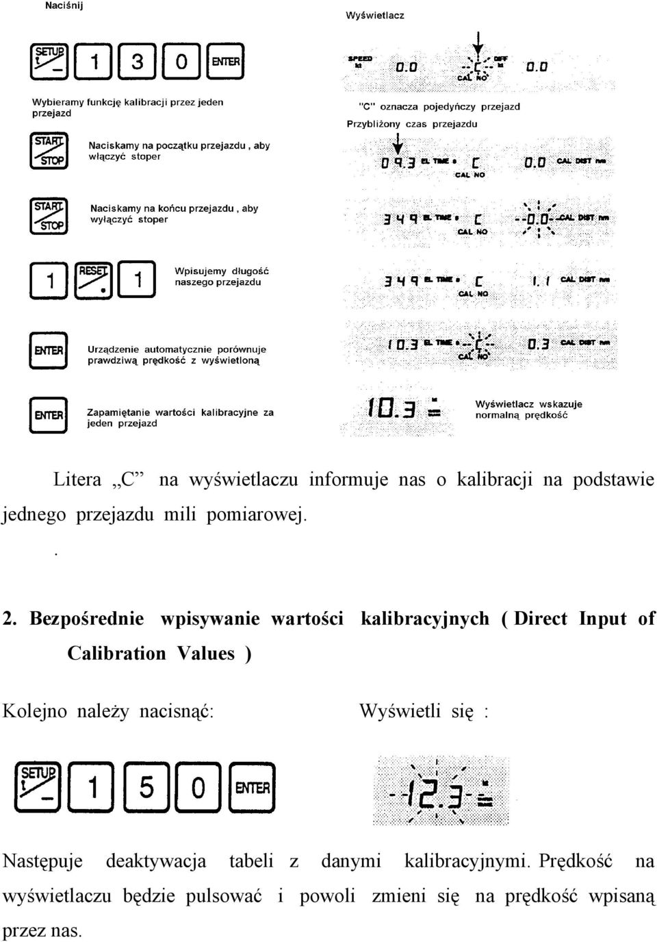 Bezpośrednie wpisywanie wartości kalibracyjnych ( Direct Input of Calibration Values ) Kolejno