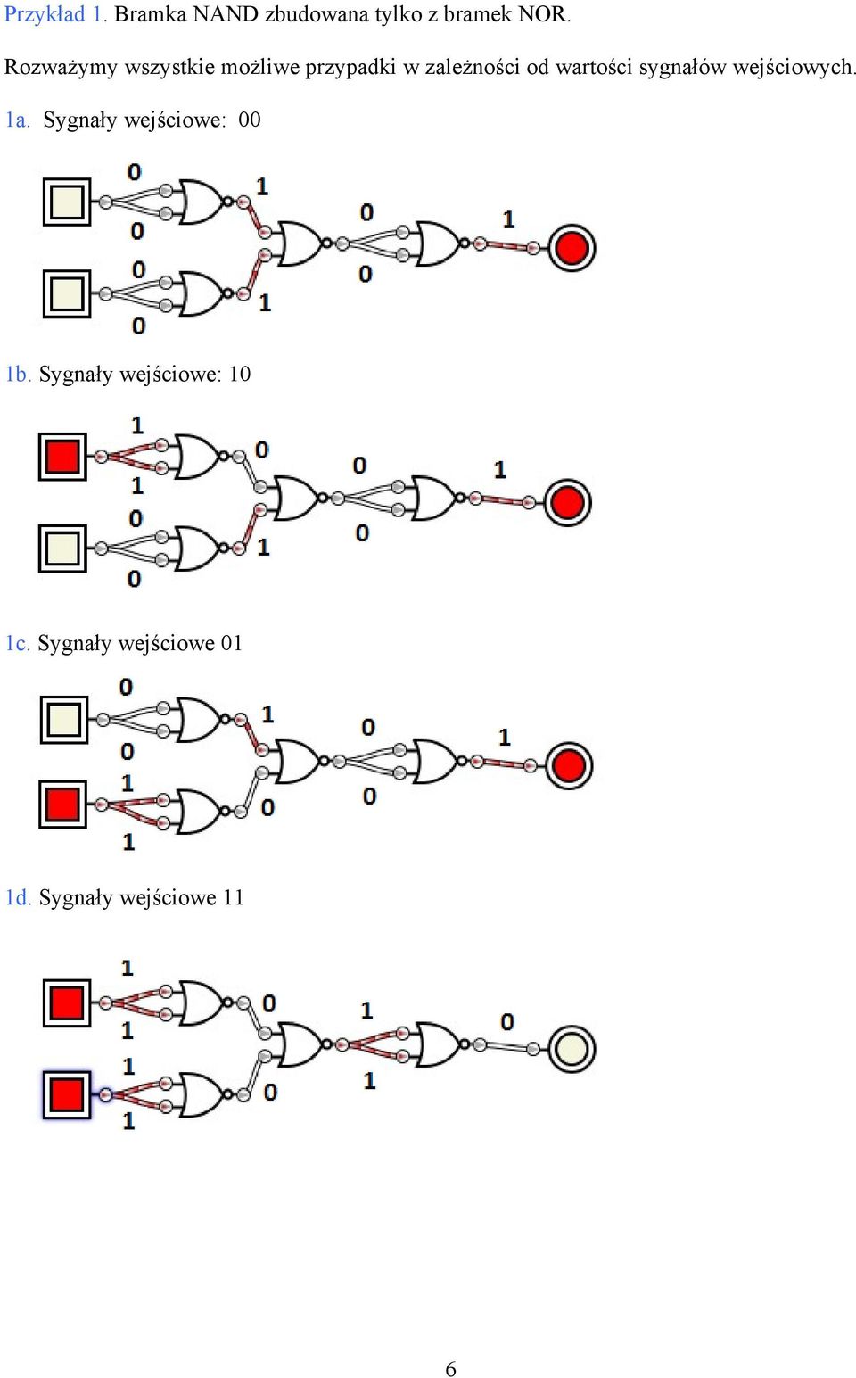 wartości sygnałów wejściowych. 1a. Sygnały wejściowe: 00 1b.