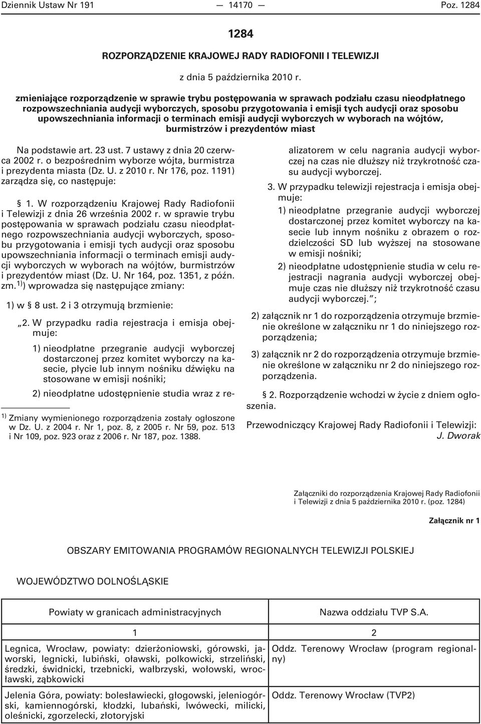 upowszechniania informacji o terminach emisji audycji wyborczych w wyborach na wójtów, burmistrzów i prezydentów miast Na podstawie art. 23 ust. 7 ustawy z dnia 20 czerwca 2002 r.