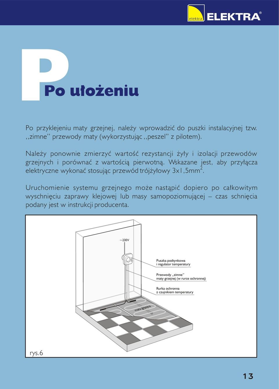 Wskazane jest, aby przy³¹cza elektryczne wykonaæ stosuj¹c przewód trój y³owy 3x1,5mm.