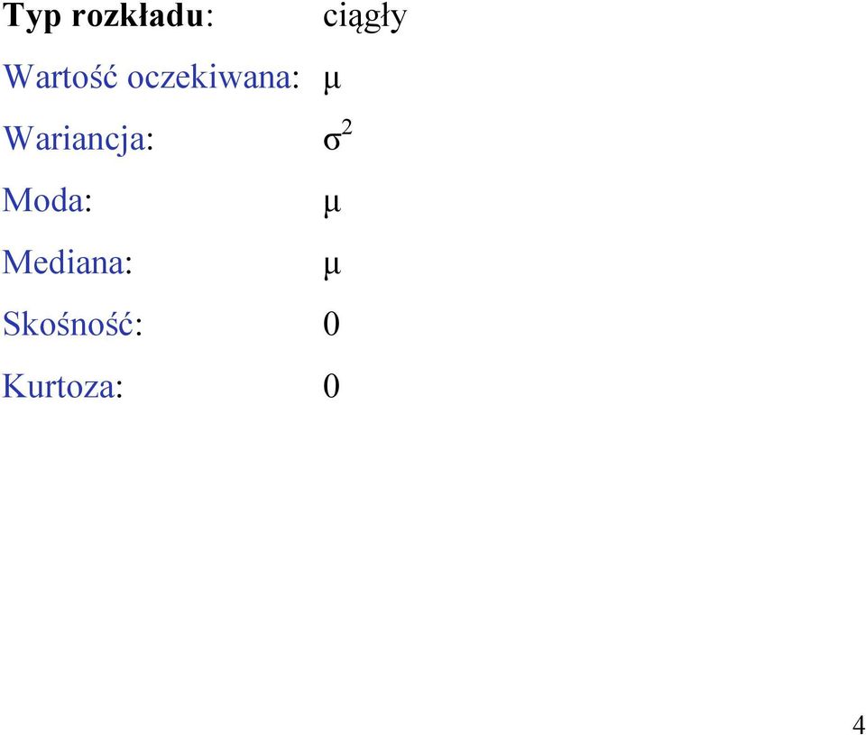 Wariancja: σ Moda: µ