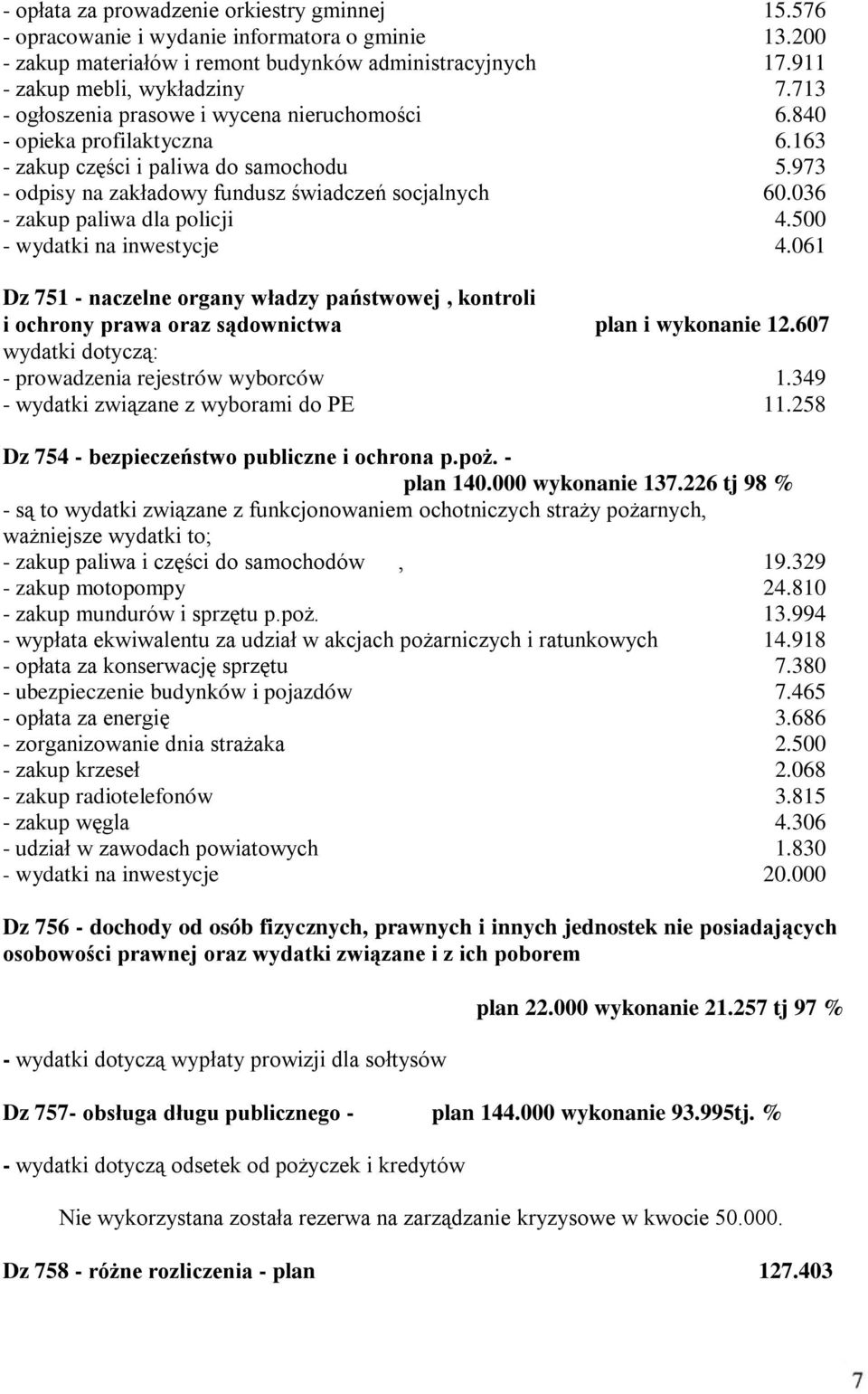 036 - zakup paliwa dla policji 4.500 - wydatki na inwestycje 4.061 Dz 751 - naczelne organy władzy państwowej, kontroli i ochrony prawa oraz sądownictwa plan i wykonanie 12.
