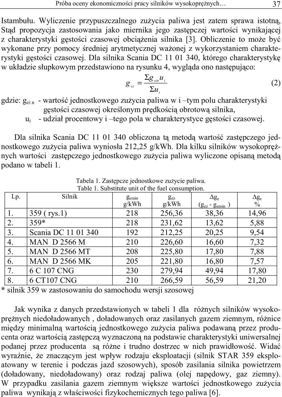 silnika [3]. Obliczenie to może być wykonane przy pomocy średniej arytmetycznej ważonej z wykorzystaniem charakterystyki gęstości czasowej.