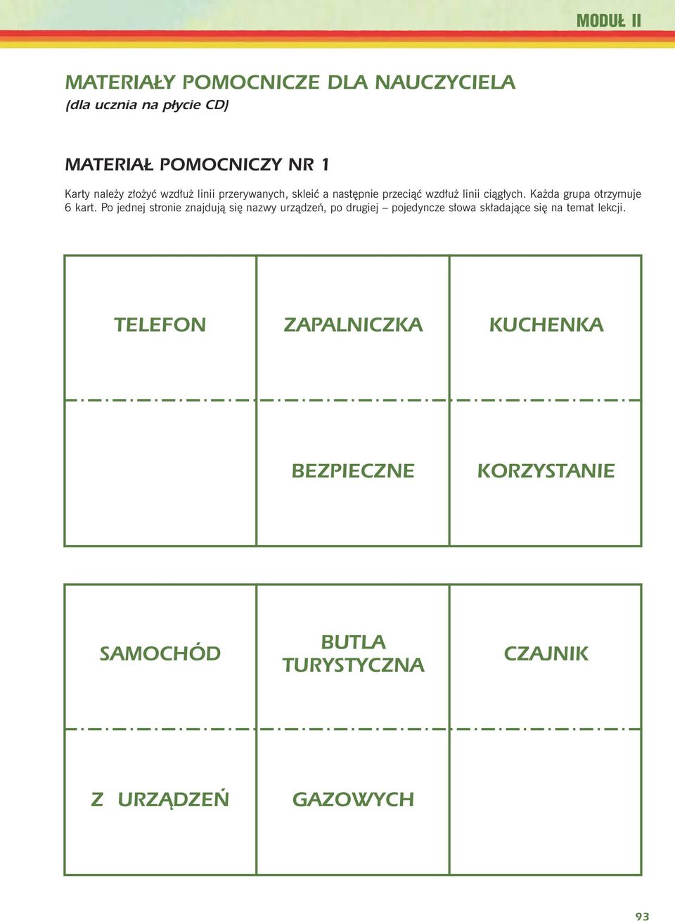 Ka da grupa otrzymuje 6 kart.