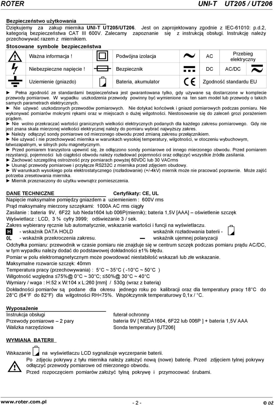 Podwójna izolacja AC Przebieg elektryczny Niebezpieczne napięcie!