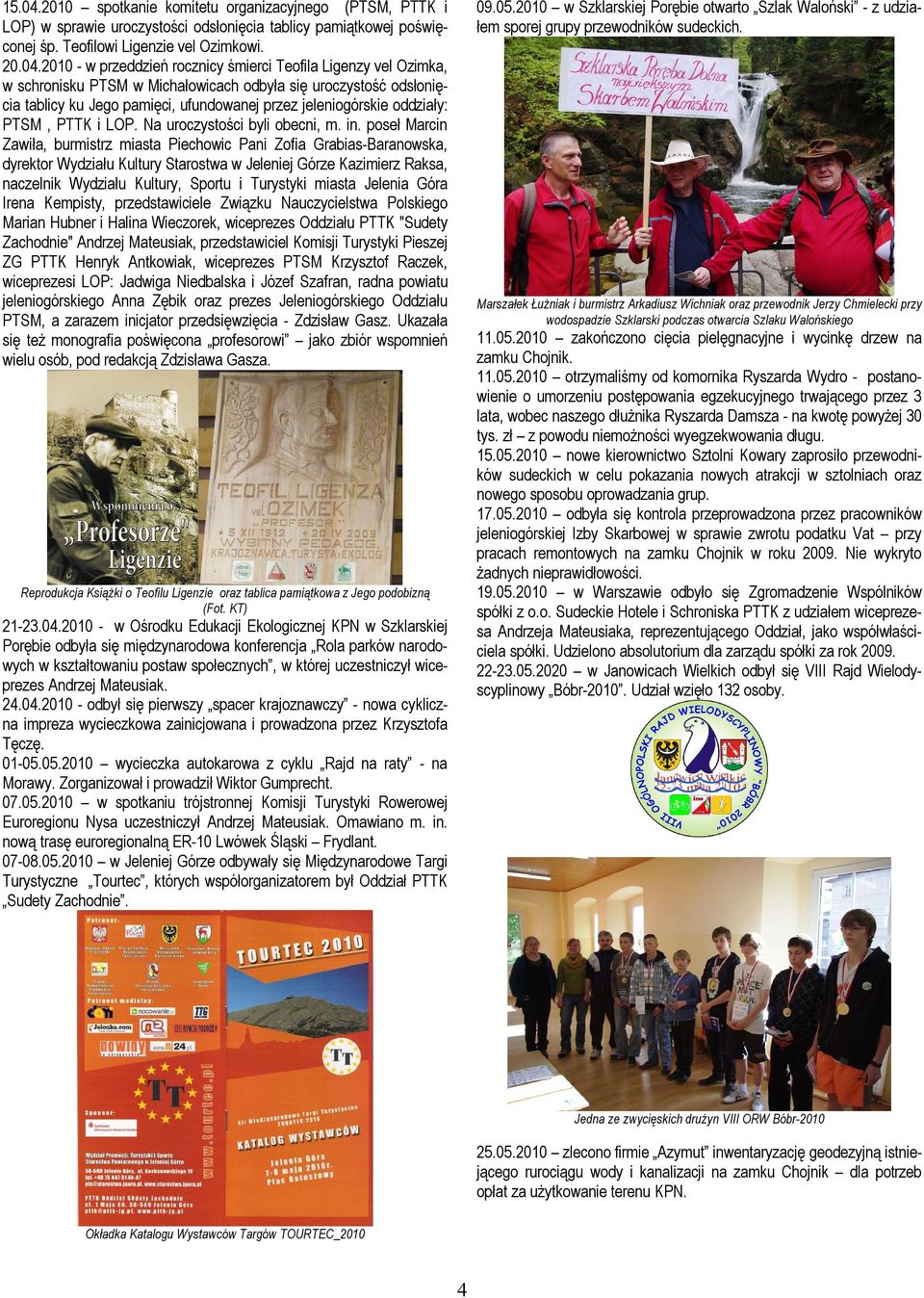 2010 - w przeddzień rocznicy śmierci Teofila Ligenzy vel Ozimka, w schronisku PTSM w Michałowicach odbyła się uroczystość odsłonięcia tablicy ku Jego pamięci, ufundowanej przez jeleniogórskie