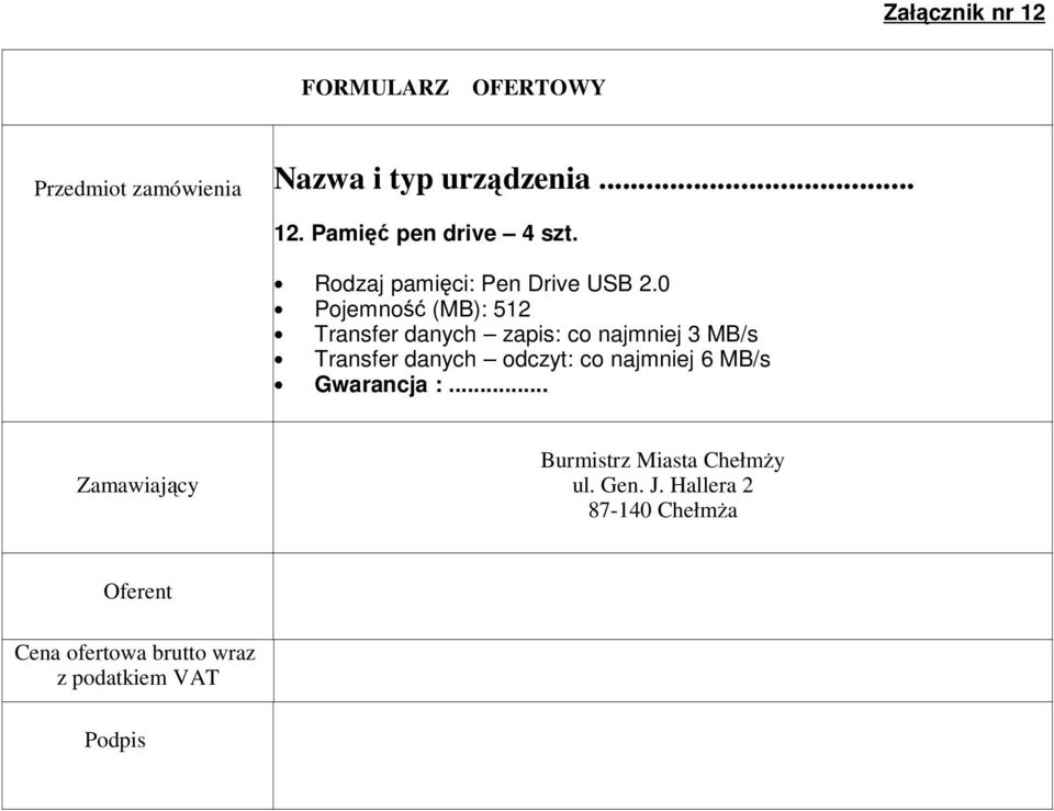 0 Pojemność (MB): 512 Transfer danych zapis: