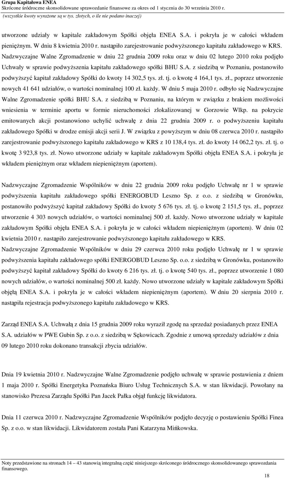 Nadzwyczajne Walne Zgromadzenie w dniu 22 grudnia 2009 roku oraz w dniu 02 lutego 2010 roku podjęło Uchwały w sprawie podwyŝszenia kapitału zakładowego spółki BHU S.A.