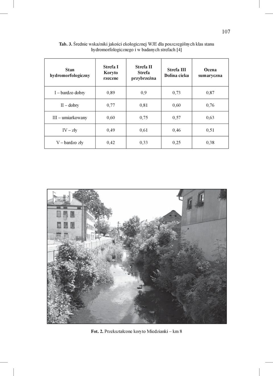 hydromorfologiczny Strefa I Koryto rzeczne Strefa II Strefa przybrzeżna Strefa III Dolina cieku Ocena sumaryczna I bardzo