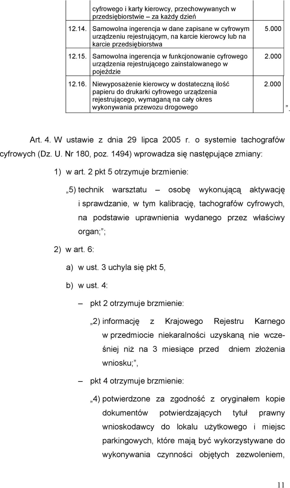 Samowolna ingerencja w funkcjonowanie cyfrowego urządzenia rejestrującego zainstalowanego w pojeździe 12.16.