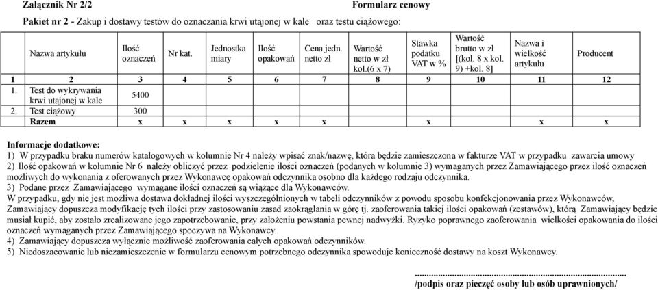 Test do wykrywania 5400 krwi utajonej w kale 2.