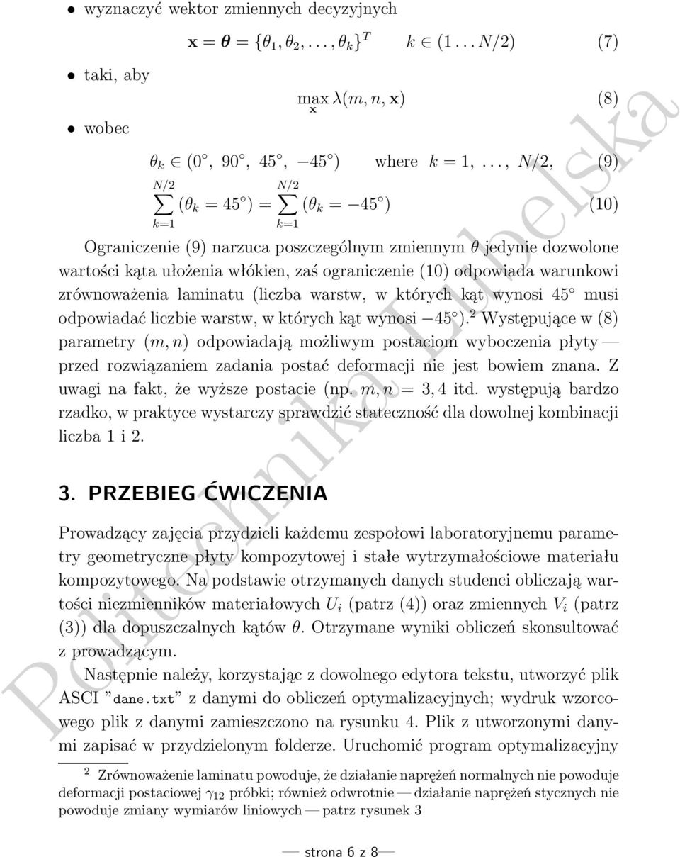 równoważenialaminatu(licbawarstw,wktórychkątwynosi45 musi odpowiadaćlicbiewarstw,wktórychkątwynosi 45 ).