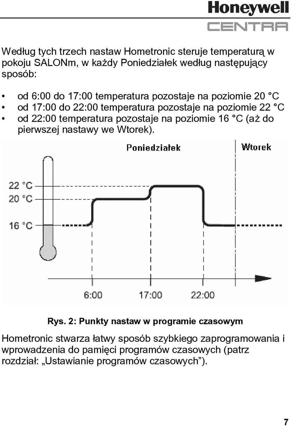 pozostaje na poziomie 16 C (aż do pierwszej nastawy we Wtorek). Rys.
