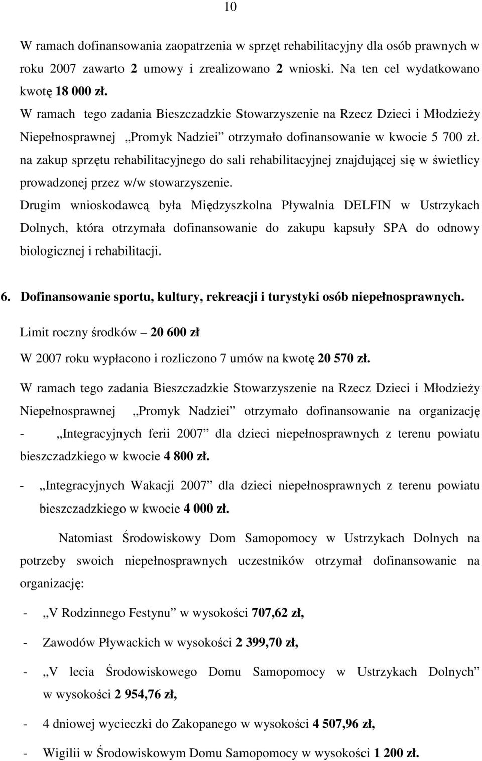 na zakup sprzętu rehabilitacyjnego do sali rehabilitacyjnej znajdującej się w świetlicy prowadzonej przez w/w stowarzyszenie.
