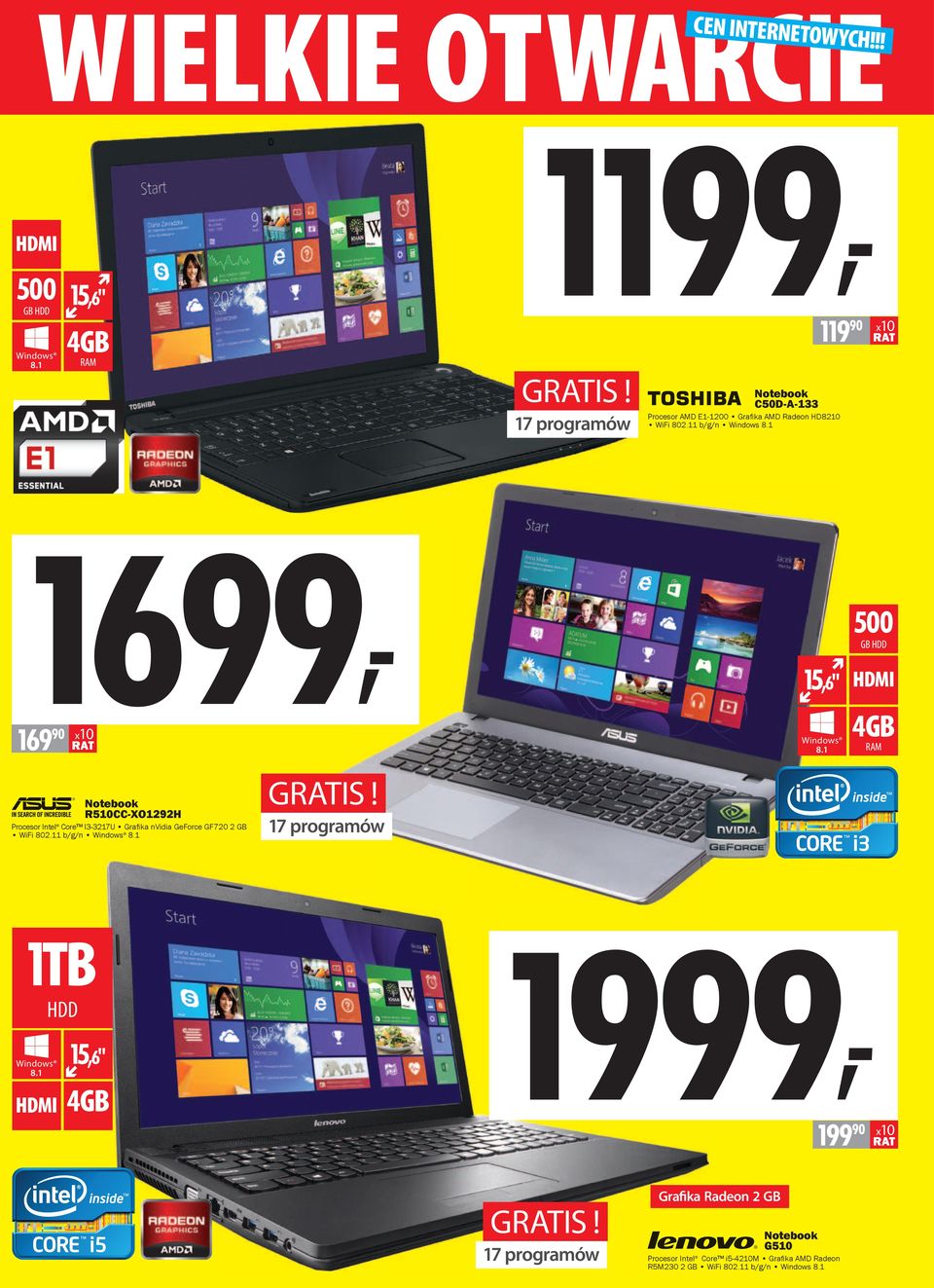 1 1699, 169 90 x10 15,6" Windows 8.