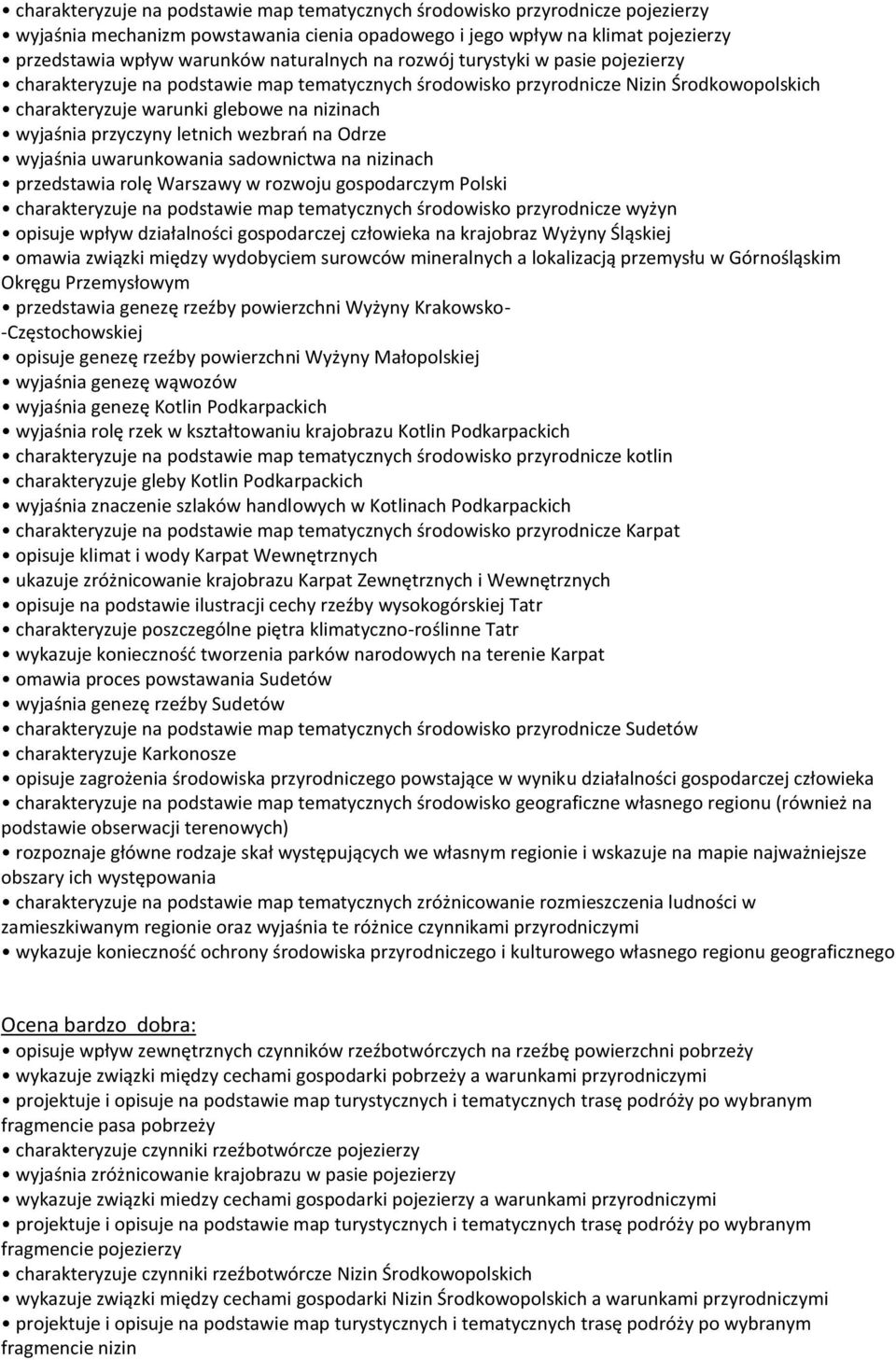 przyczyny letnich wezbrań na Odrze wyjaśnia uwarunkowania sadownictwa na nizinach przedstawia rolę Warszawy w rozwoju gospodarczym Polski charakteryzuje na podstawie map tematycznych środowisko