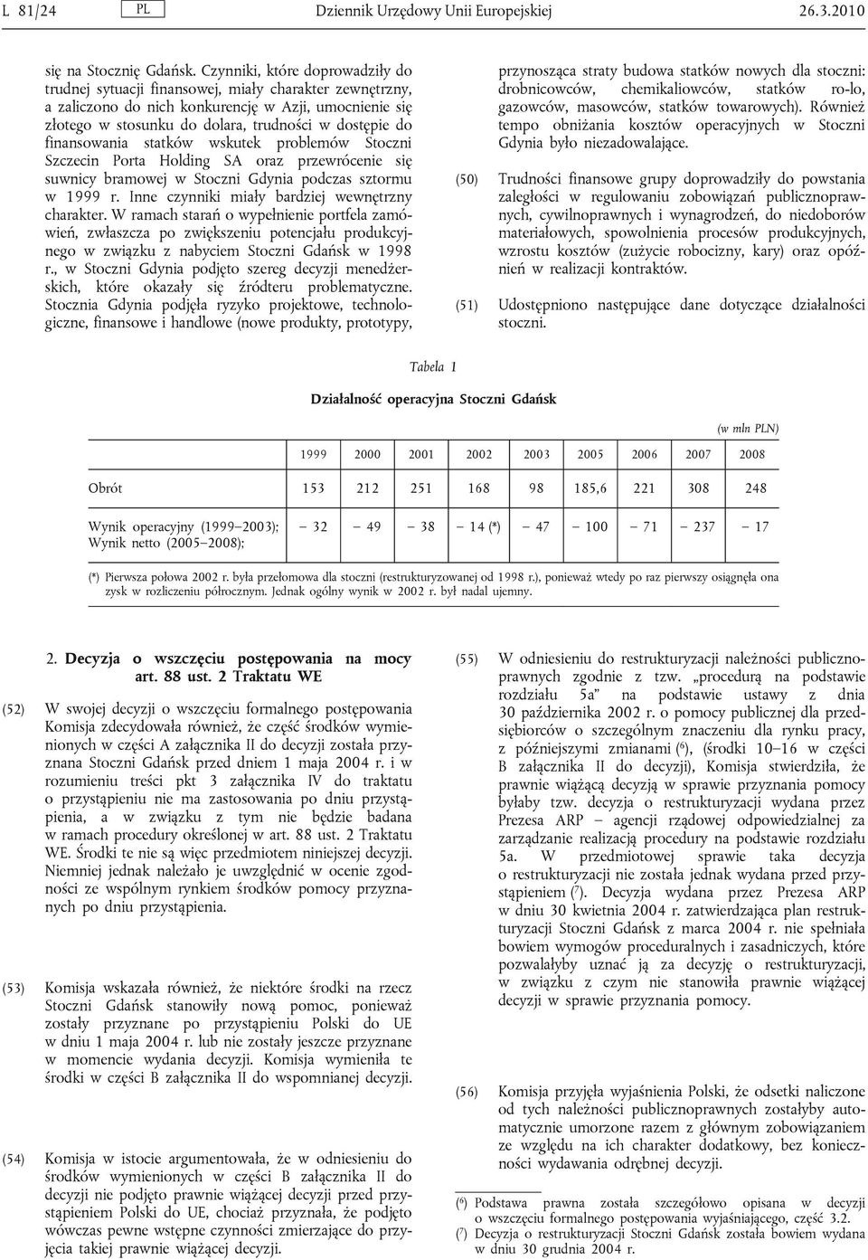 finansowania statków wskutek problemów Stoczni Szczecin Porta Holding SA oraz przewrócenie się suwnicy bramowej w Stoczni Gdynia podczas sztormu w 1999 r.