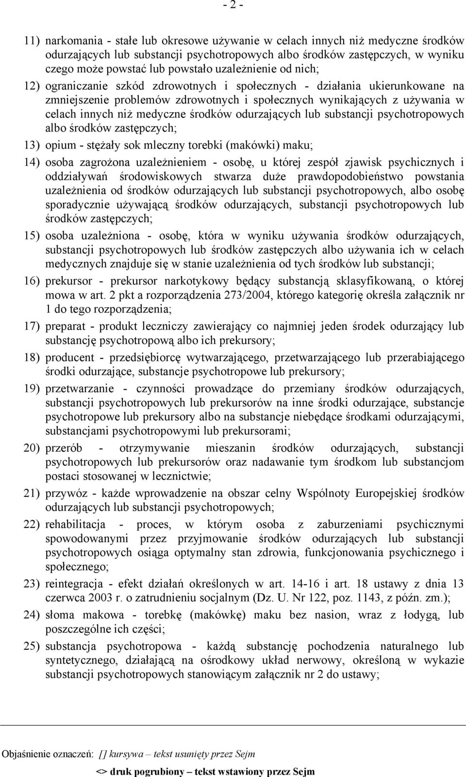 medyczne środków odurzających lub substancji psychotropowych albo środków zastępczych; 13) opium - stężały sok mleczny torebki (makówki) maku; 14) osoba zagrożona uzależnieniem - osobę, u której