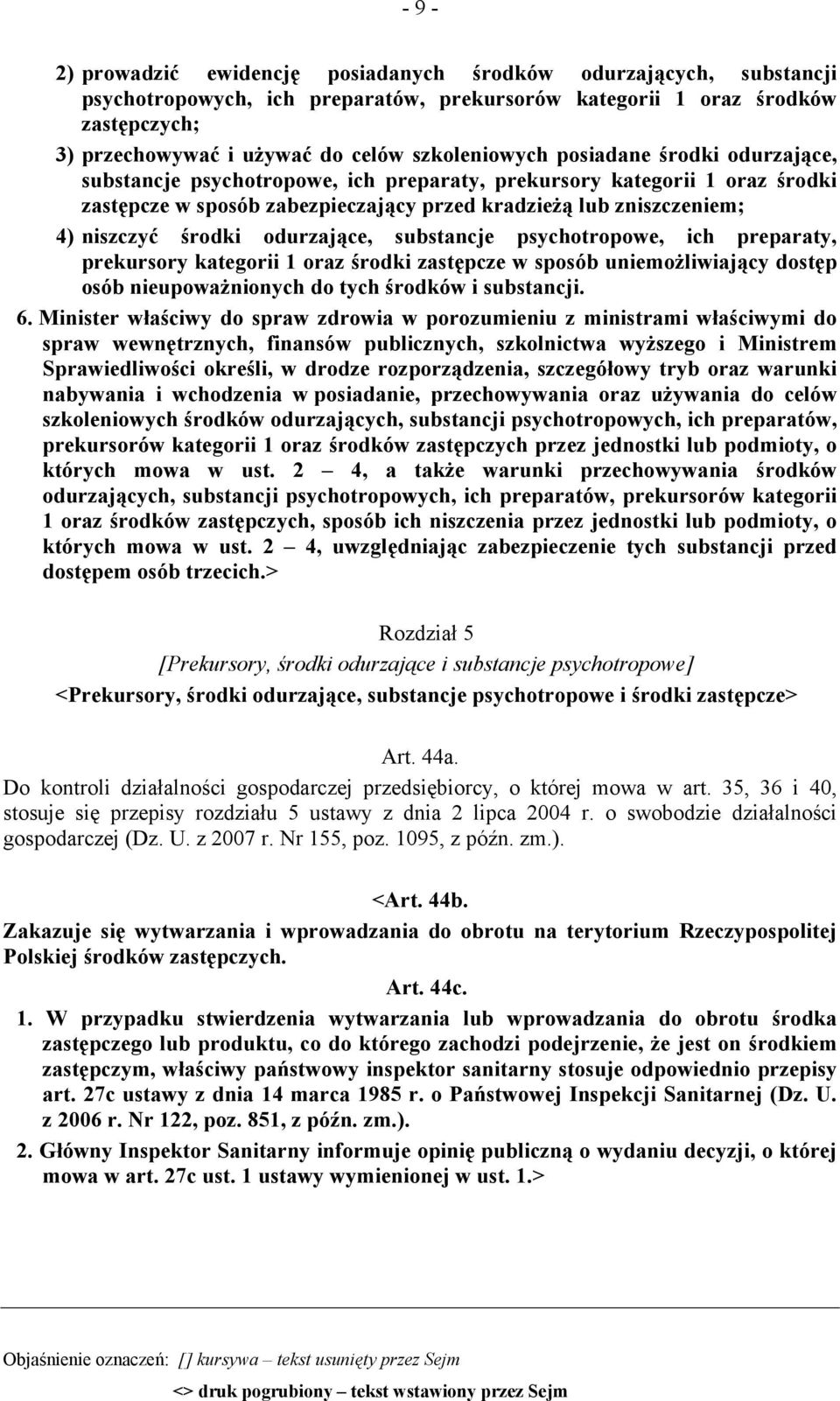 środki odurzające, substancje psychotropowe, ich preparaty, prekursory kategorii 1 oraz środki zastępcze w sposób uniemożliwiający dostęp osób nieupoważnionych do tych środków i substancji. 6.