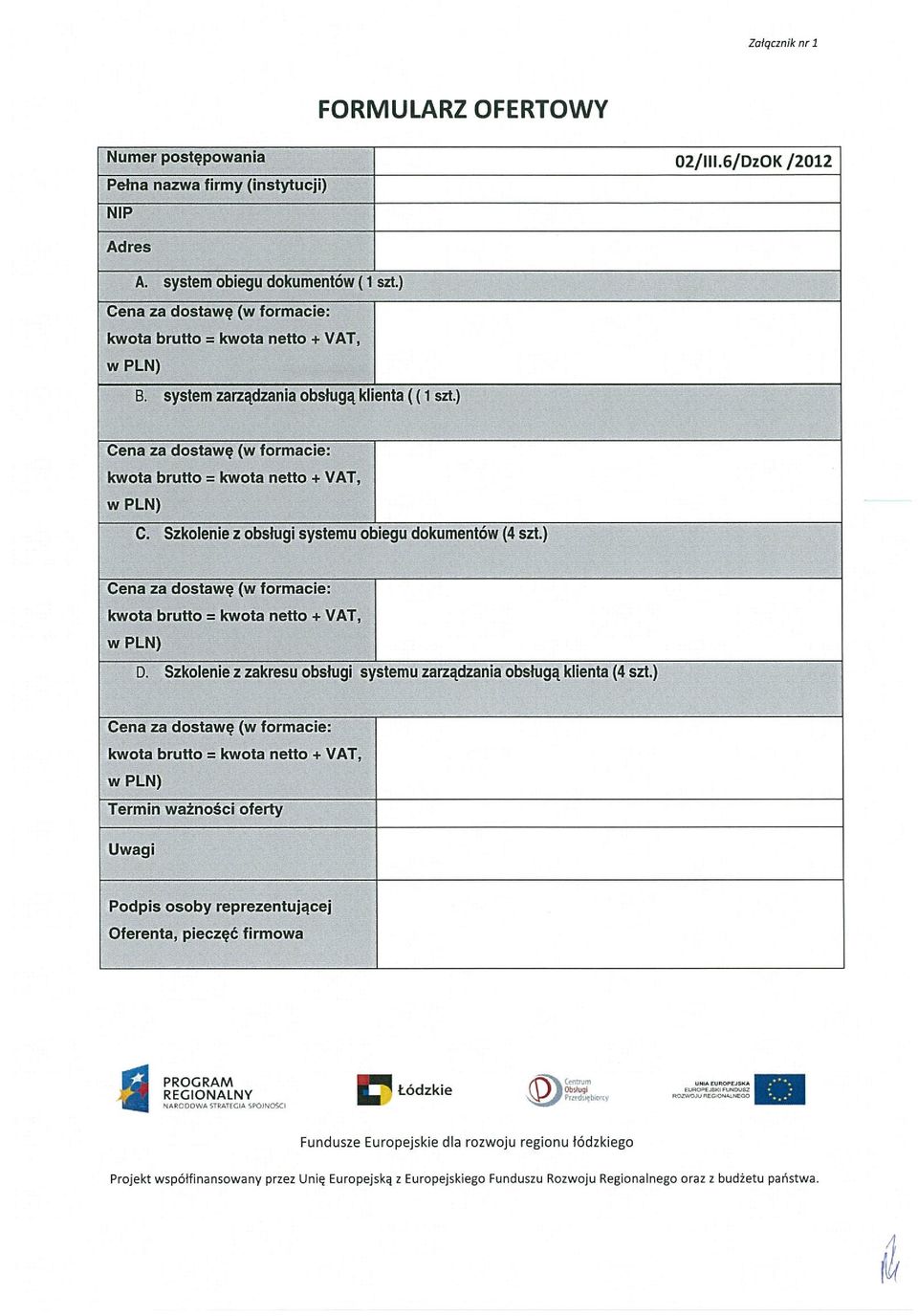 Szkolenie z obsługi systemu obiegu dokumentów (4 szt.) Cena za daśtiwę (Wformacie: D.