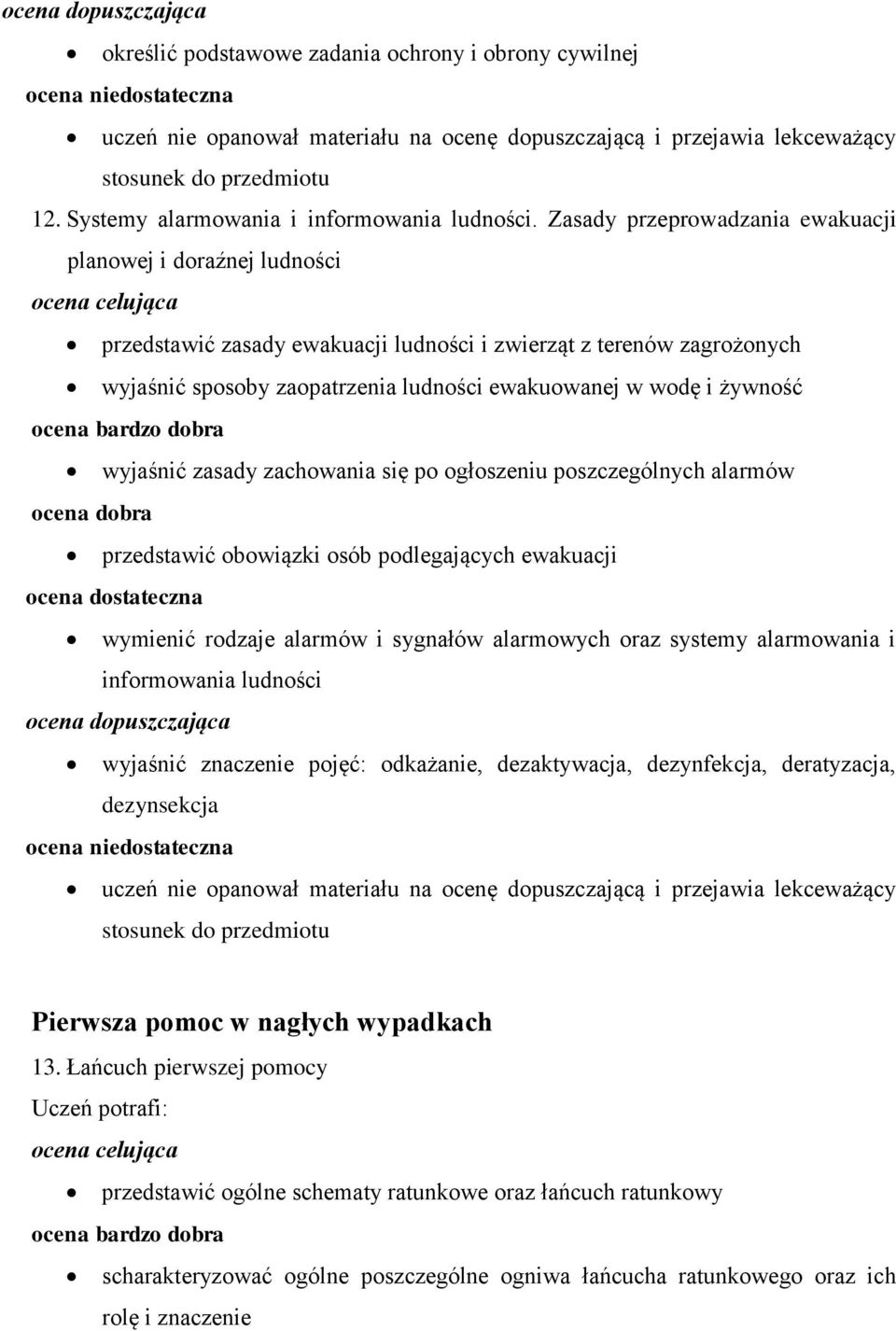 żywność wyjaśnić zasady zachowania się po ogłoszeniu poszczególnych alarmów przedstawić obowiązki osób podlegających ewakuacji wymienić rodzaje alarmów i sygnałów alarmowych oraz systemy alarmowania