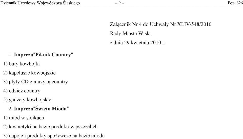 Impreza"Piknik Country" 1) buty kowbojki 2) kapelusze kowbojskie 3) płyty CD z muzyką country 4)