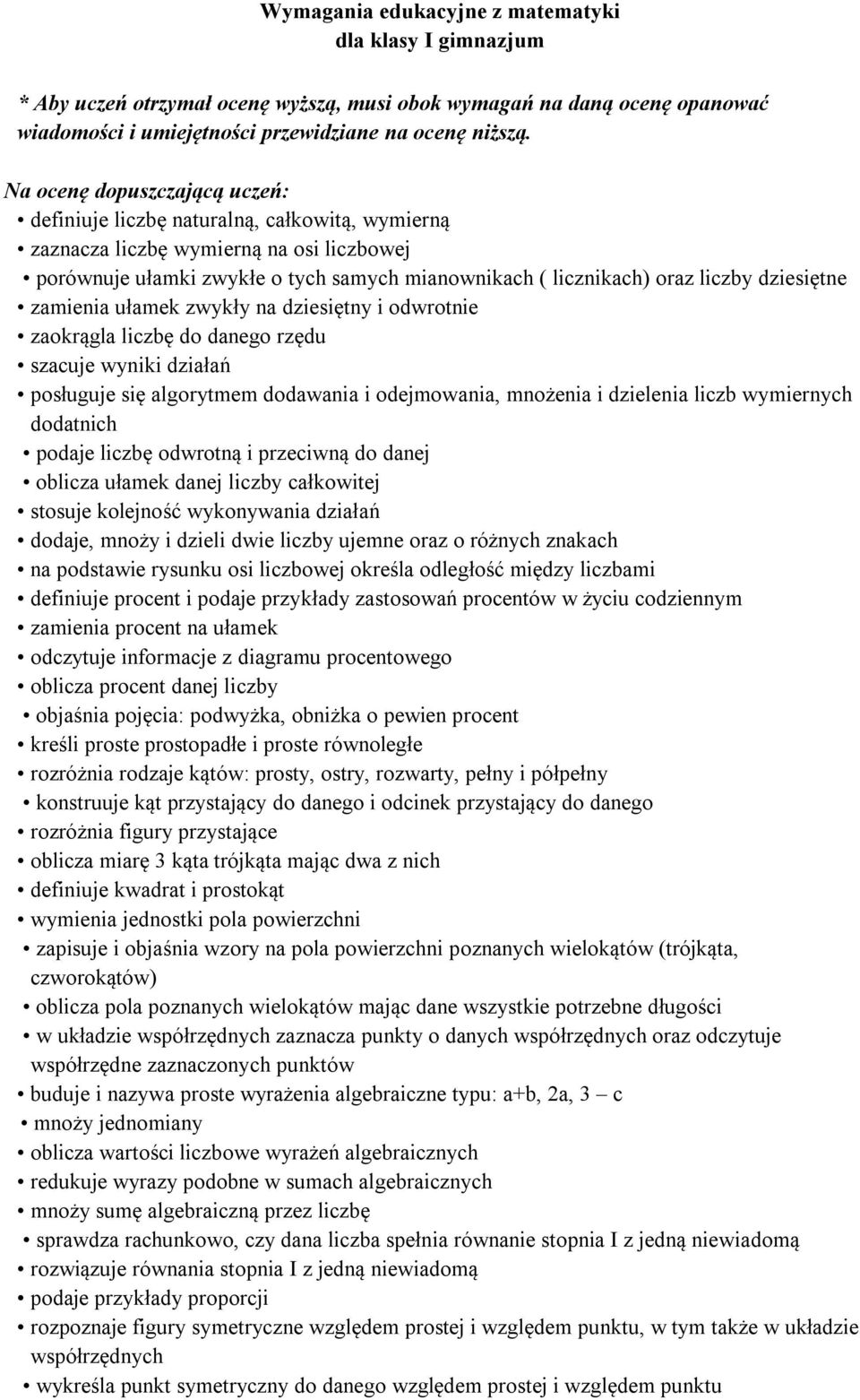 dziesiętne zamienia ułamek zwykły na dziesiętny i odwrotnie zaokrągla liczbę do danego rzędu szacuje wyniki działań posługuje się algorytmem dodawania i odejmowania, mnożenia i dzielenia liczb