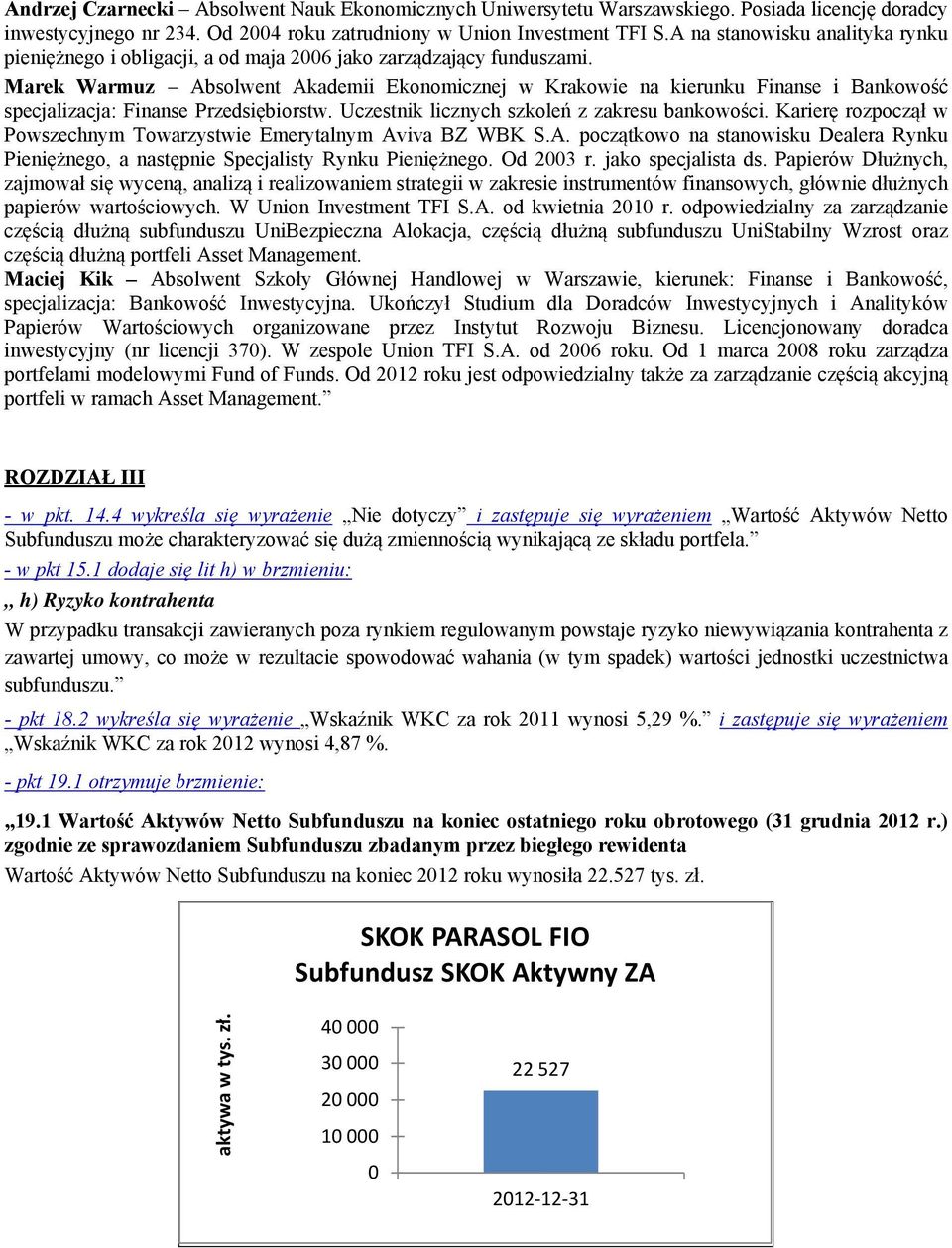 Marek Warmuz Absolwent Akademii Ekonomicznej w Krakowie na kierunku Finanse i Bankowość specjalizacja: Finanse Przedsiębiorstw. Uczestnik licznych szkoleń z zakresu bankowości.