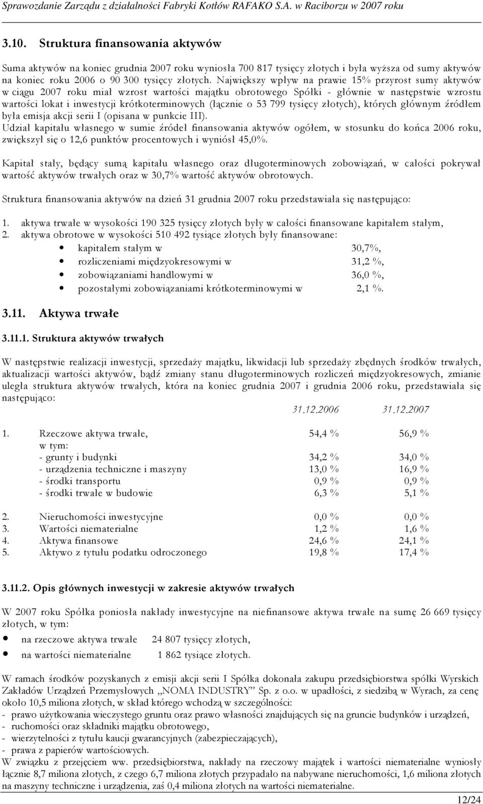 (łącznie o 53 799 tysięcy złotych), których głównym źródłem była emisja akcji serii I (opisana w punkcie III).