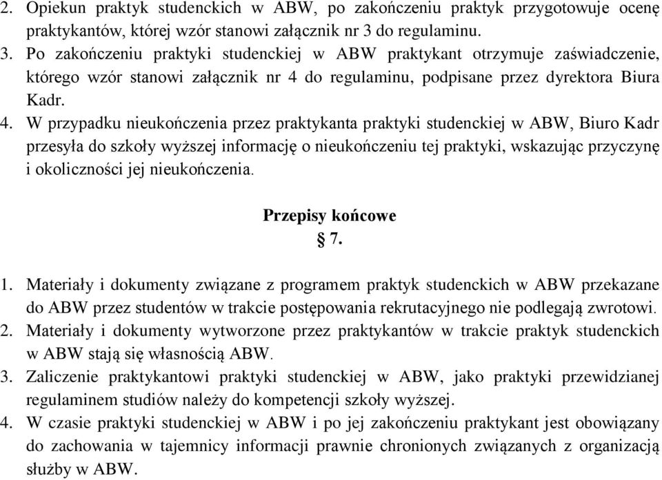 do regulaminu, podpisane przez dyrektora Biura Kadr. 4.