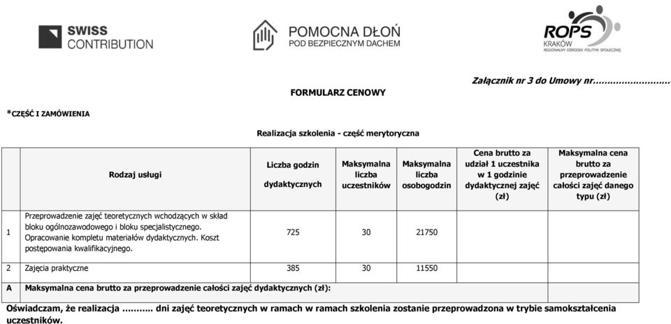 ogólnozawodowego i bloku specjalistycznego. Opracowanie kompletu materiałów dydaktycznych. Koszt postępowania kwalifikacyjnego.