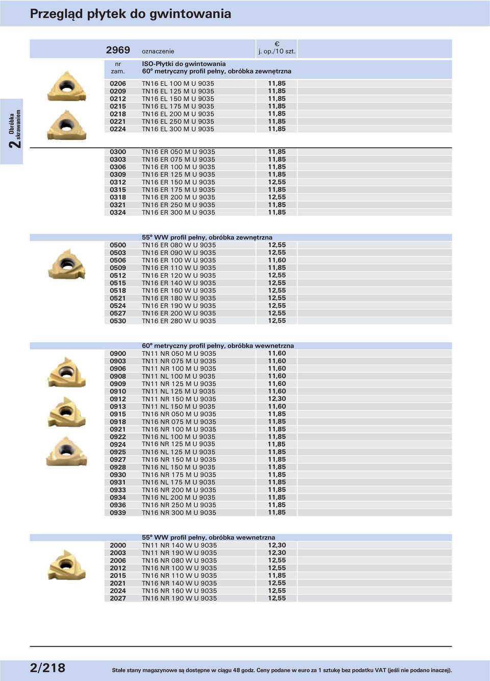 0218 TN16 EL 200 M U 9035 11,85 0221 TN16 EL 250 M U 9035 11,85 0224 TN16 EL 300 M U 9035 11,85 0300 TN16 ER 050 M U 9035 11,85 0303 TN16 ER 075 M U 9035 11,85 0306 TN16 ER 100 M U 9035 11,85 0309