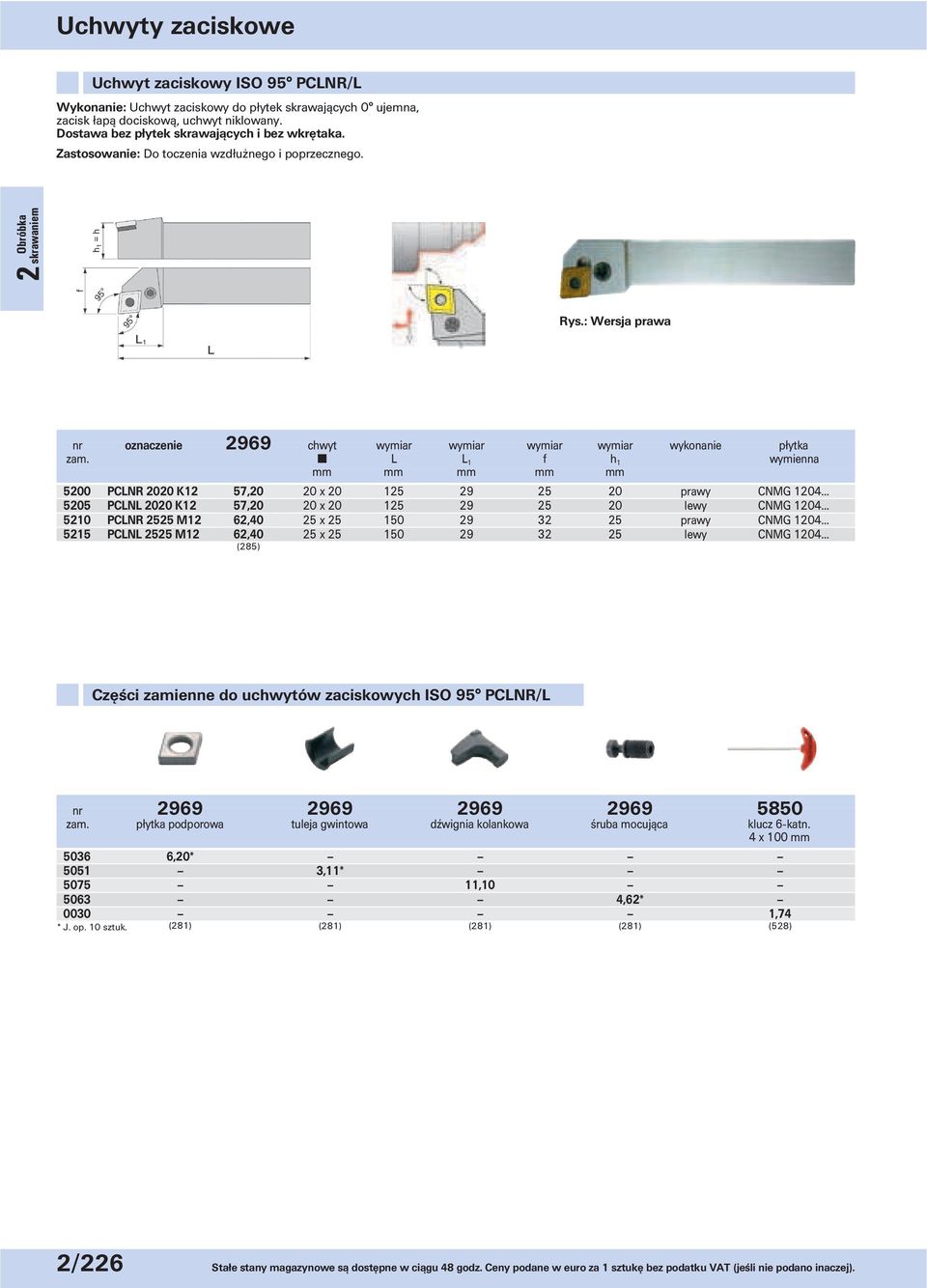 Y L L 1 f h 1 wymienna mm mm mm mm mm 5200 PCLNR 2020 K12 54,30 57,20 20 x 20 125 29 25 20 prawy CNMG 1204... 5205 PCLNL 2020 K12 54,30 57,20 20 x 20 125 29 25 20 lewy CNMG 1204.