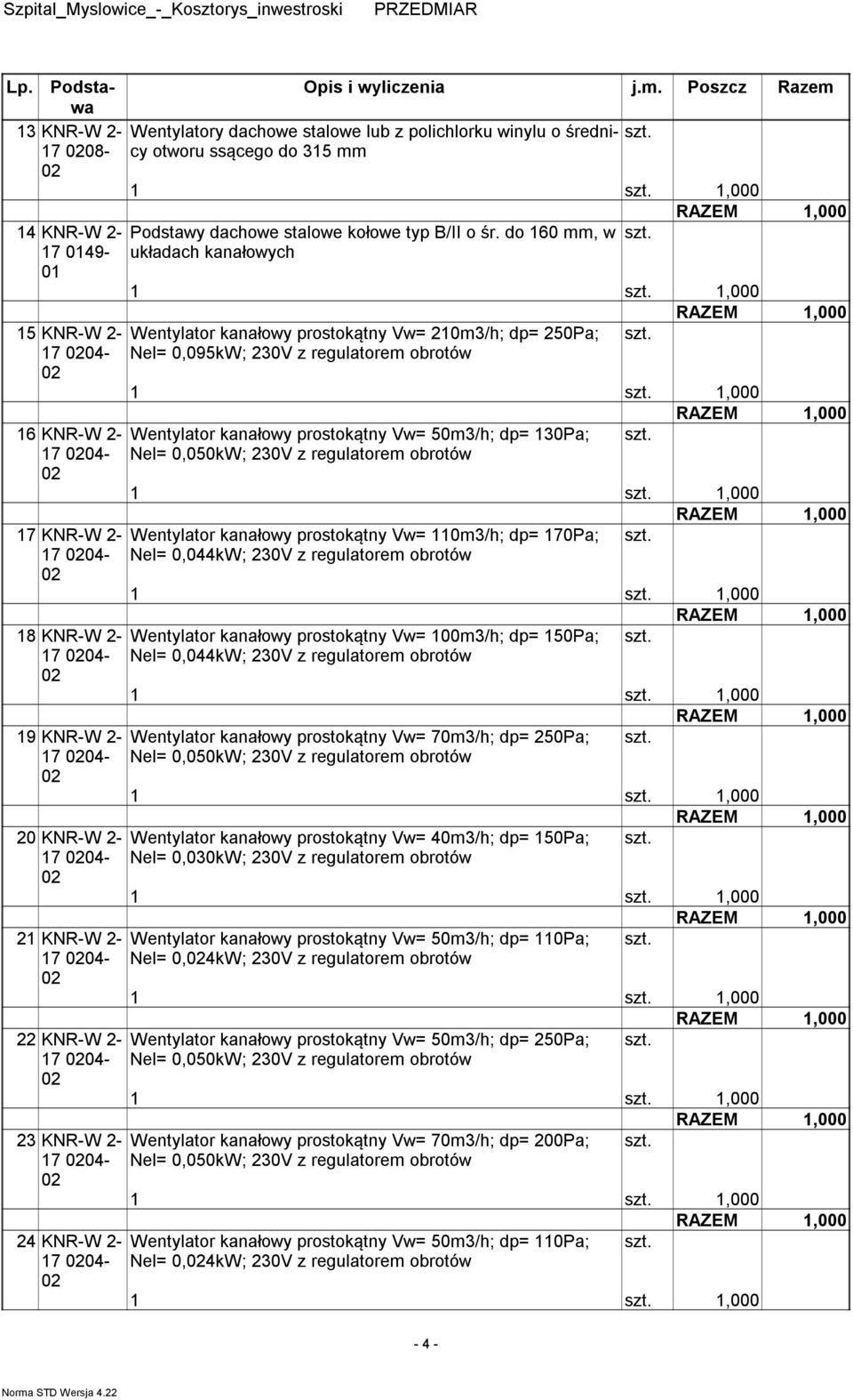 do 160 mm, w 17 49- układach kanałowych 15 KNR-W 2-17 04-16 KNR-W 2-17 04-17 KNR-W 2-17 04-18 KNR-W 2-17 04-19 KNR-W 2-17 04-20 KNR-W 2-17 04-21 KNR-W 2-17 04-22 KNR-W 2-17 04-23 KNR-W 2-17 04-24