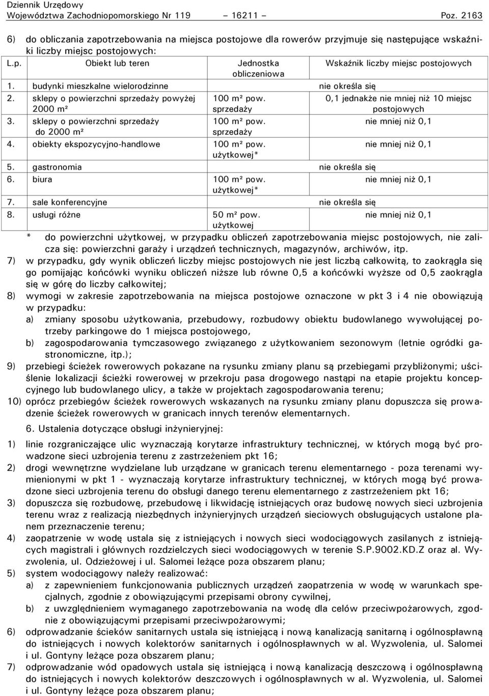sprzedaży 0,1 jednakże nie mniej niż 10 miejsc postojowych nie mniej niż 0,1 4. obiekty ekspozycyjno-handlowe 100 m² pow. nie mniej niż 0,1 użytkowej* 5. gastronomia nie określa się 6.