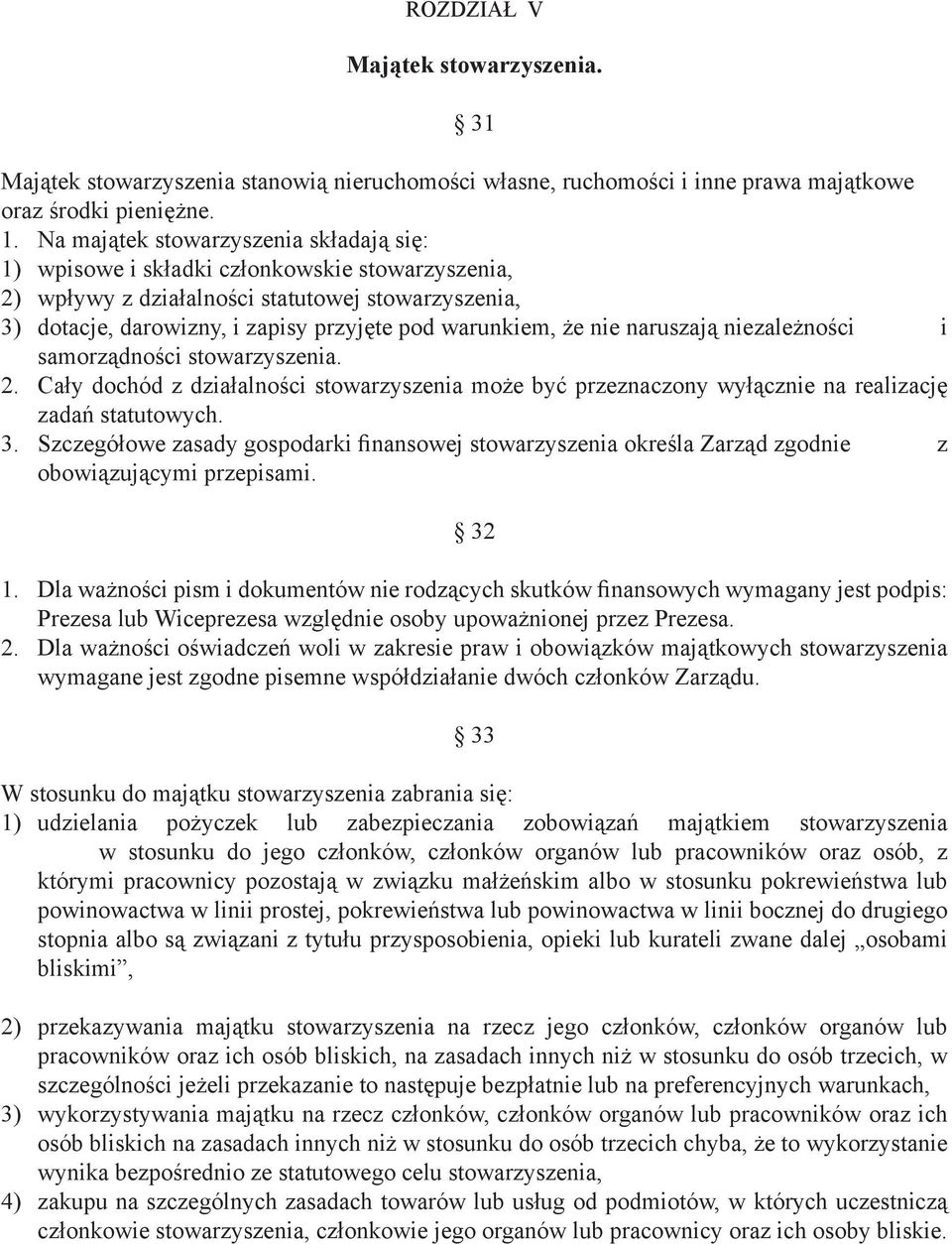 że nie naruszają niezależności i samorządności stowarzyszenia. 2. Cały dochód z działalności stowarzyszenia może być przeznaczony wyłącznie na realizację zadań statutowych. 3.