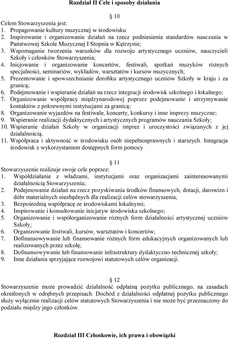 Wspomaganie tworzenia warunków dla rozwoju artystycznego uczniów, nauczycieli Szkoły i członków Stowarzyszenia; 4.