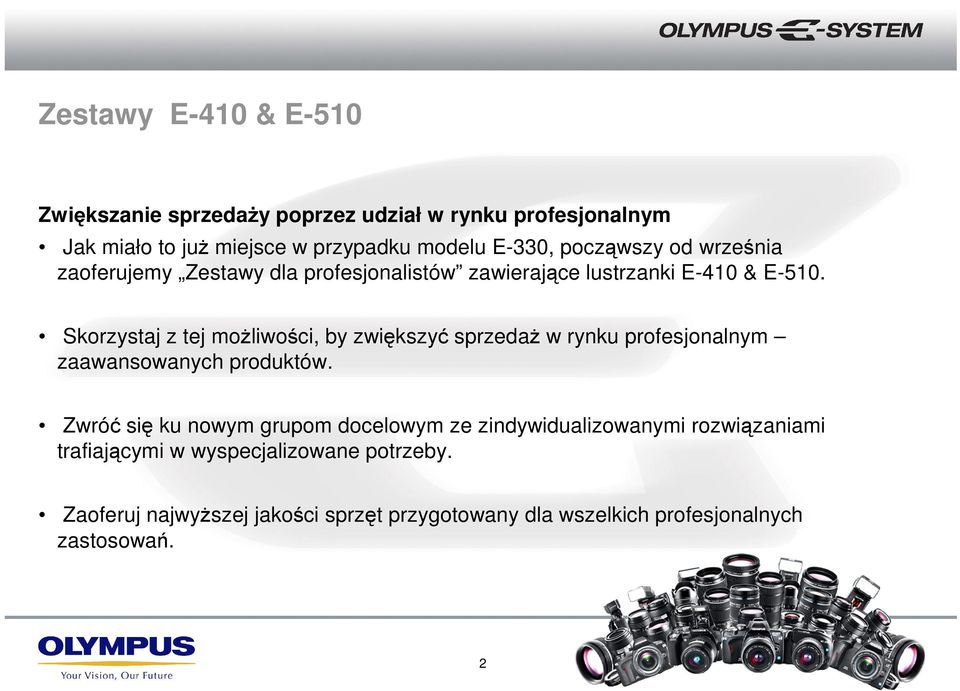 Skorzystaj z tej moŝliwości, by zwiększyć sprzedaŝ w rynku profesjonalnym zaawansowanych produktów.