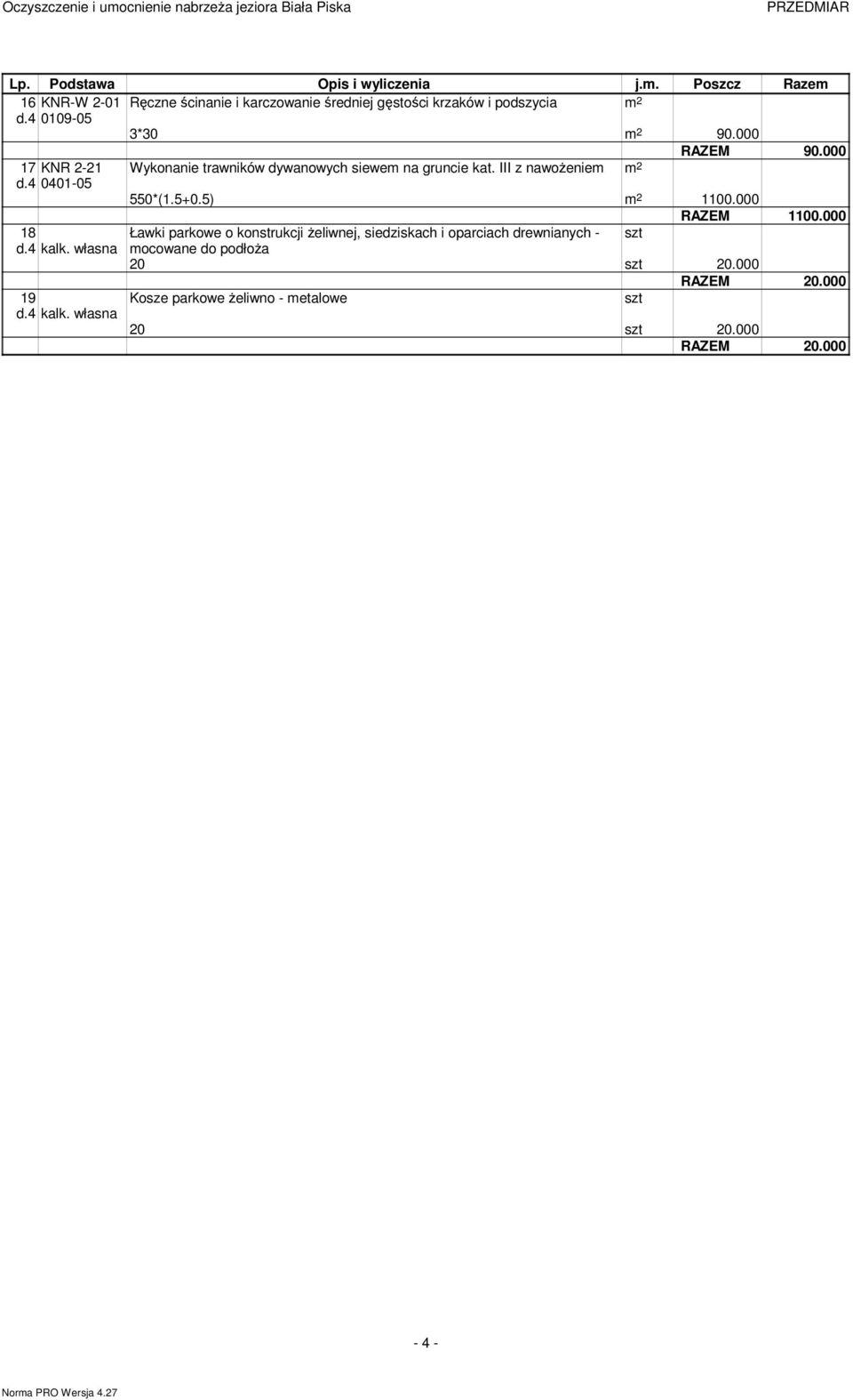 III z nawoŝeniem m 2 RAZEM 90.000 550*(1.5+0.5) m 2 1100.000 RAZEM 1100.