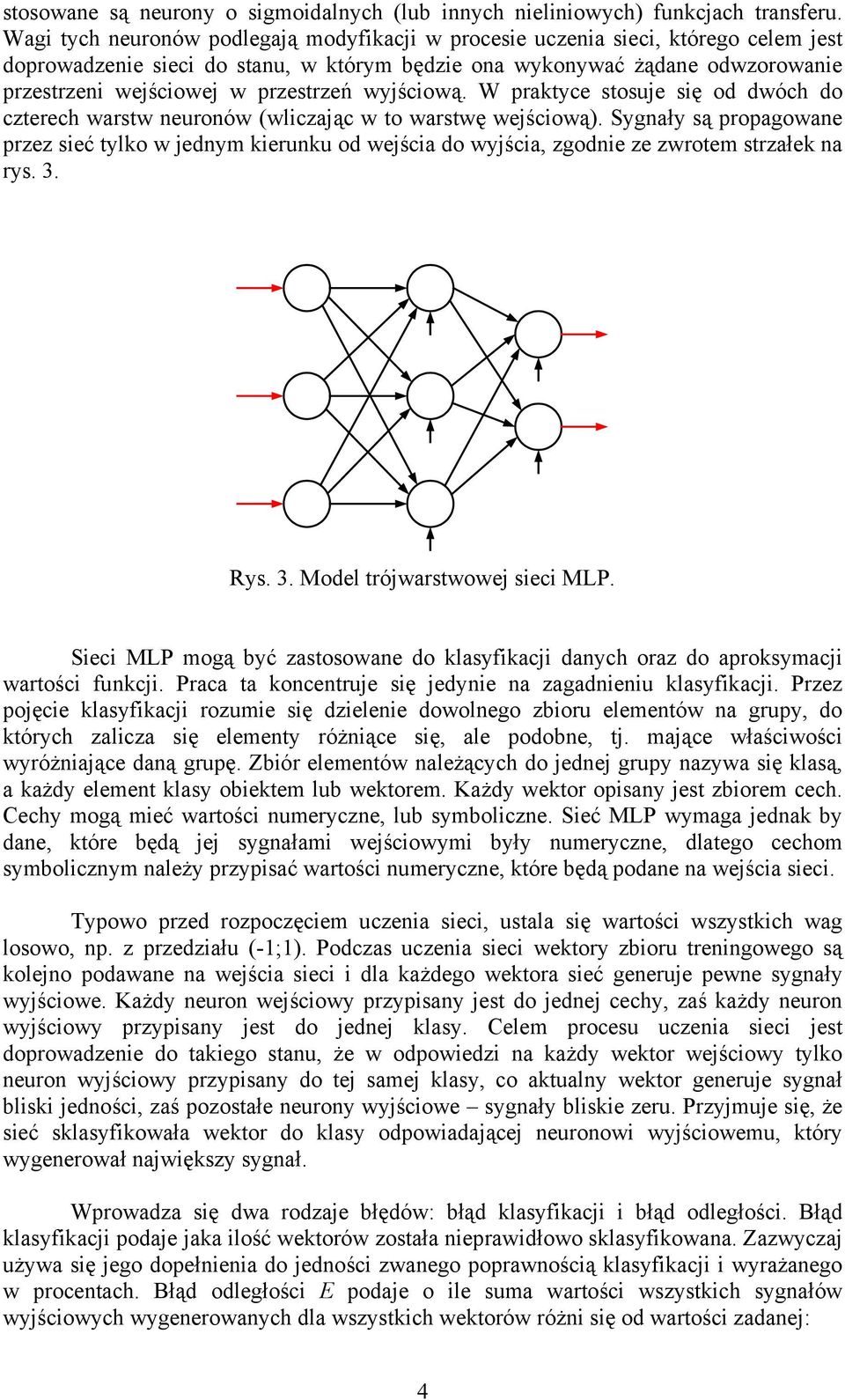 przestrzeń wyjściową. W praktyce stosuje się od dwóch do czterech warstw neuronów (wliczając w to warstwę wejściową).