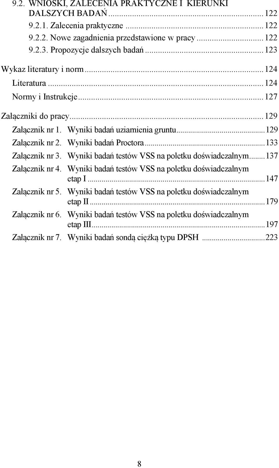 Wyniki bada Proctora... 133 Za cznik nr 3. Wyniki bada testów VSS na poletku do wiadczalnym... 137 Za cznik nr 4. Wyniki bada testów VSS na poletku do wiadczalnym etap I... 147 Za cznik nr 5.