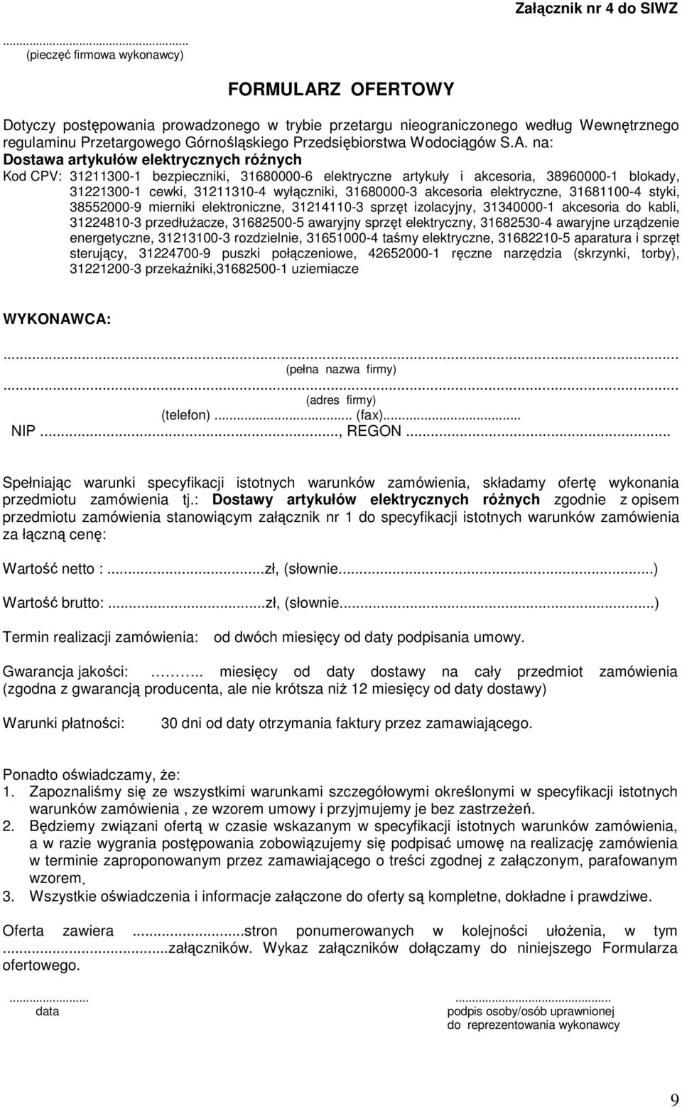 Wodociągów S.A.