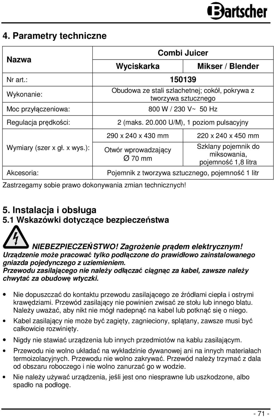 000 U/M), 1 poziom pulsacyjny Wymiary (szer x gł. x wys.