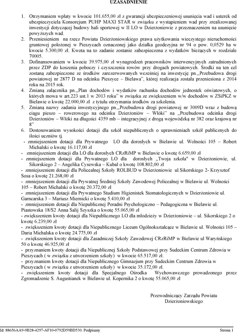 w II LO w Dzierżoniowie z przeznaczeniem na usunięcie powyższych wad. 2.