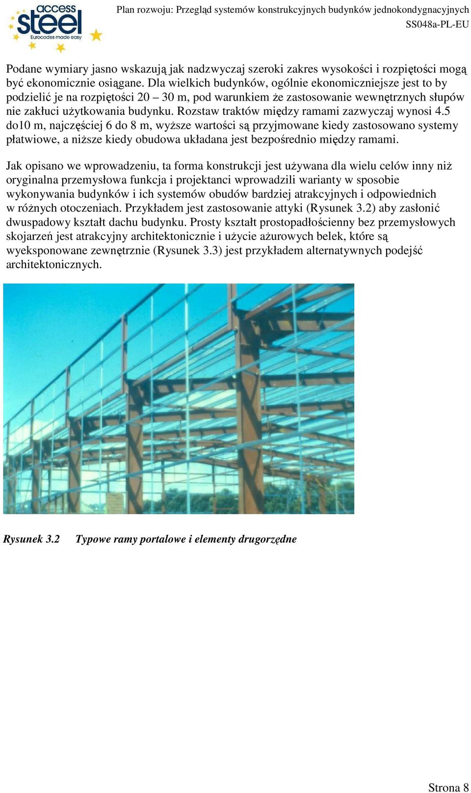 Rozstaw traktów między ramami zazwyczaj wynosi 4.