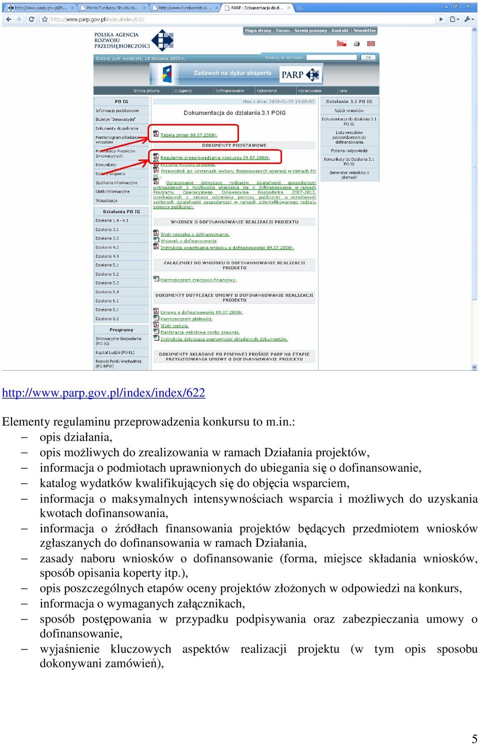 ex/622 Elementy regulaminu