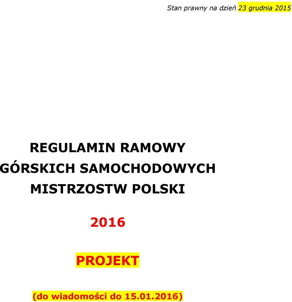 SAMOCHODOWYCH MISTRZOSTW POLSKI