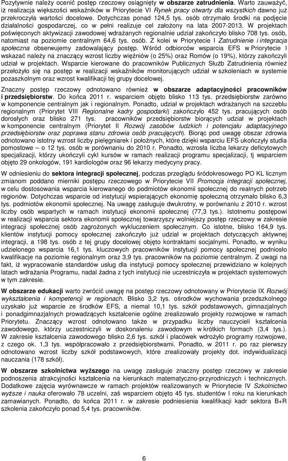 osób otrzymało środki na podjęcie działalności gospodarczej, co w pełni realizuje cel załoŝony na lata 2007-2013.
