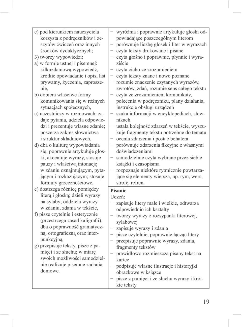 i prezentuje własne zdanie; poszerza zakres słownictwa i struktur składniowych, d) dba o kulturę wypowiadania się; poprawnie artykułuje głoski, akcentuje wyrazy, stosuje pauzy i właściwą intonację w